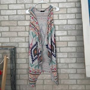 Aztec print vest cardigan